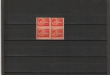 RO - 1945 LP 188 MIHAI I VAL 200 LEI BLOC DE 4 TIMBRE EROARE DANTELATURA DR. MNH, Nestampilat