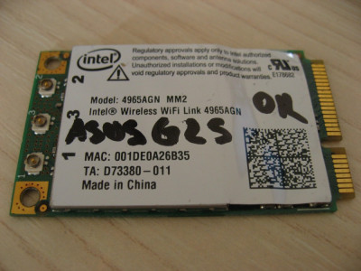 Placa wireless laptop Asus G2S, Intel Wireless WiFi 4965AGN MM2 foto