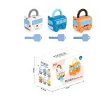 Jucarie Educativa &quot;Lacate si chei&quot; &ndash; Asociere dupa cifra &ndash; Masinute Zebra 1, Hipopotam 2, Urs 3, Multicolor, 18 Luni+