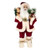 Figurină Decorativă de Crăciun, Model Moș Crăciun, Culoare Roșu-Bej, &Icirc;nălțime 60cm, Poliester