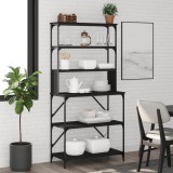 VidaXL Raft brutărie cu 6 niveluri, negru, 90x40x180 cm lemn prelucrat