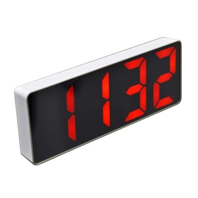 Ceas de masa elSales ELS-0712 cu LED rosu , afisaj temperatura , ora 12/24 h , carcasa alba foto