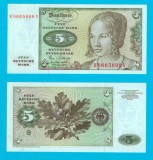 Germania RFG (p#30) 5 Deutsche Mark 1980 aUNC+ &#039;Femeia Venețiană&#039; serie: B 0665690 V