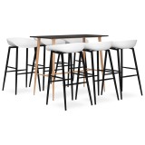 Cumpara ieftin Set mobilier de bar, 7 piese, negru si alb