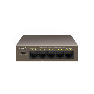 Tenda switch tef1105p-4-63w 5-port 10/100mbps desktop poe switch with 4port poe switching capacity: 1.0gbps ieee802.3af/at foto