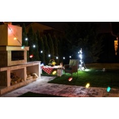 Ghirlanda Luminoasa de Exterior, lungime 18 m, cu 1 Bec/m, Glob Colorat