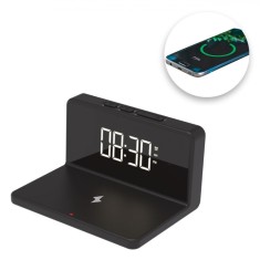 Ceas Deșteptător Wireless, 10W, 5 Niveluri Luminozitate, Negru