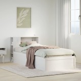 VidaXL Cadru pat fără saltea, alb, 100x200 cm, lemn masiv pin