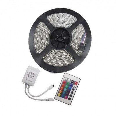 Banda LED, RGB, 72W Exterior 60 led-uri/m 5 metri cu Telecomanda si Alimentare foto