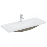 vidaXL Chiuvetă &icirc;ncorporată cu robinet, alb, 101x39x18 cm, ceramică