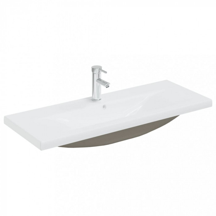 vidaXL Chiuvetă &icirc;ncorporată cu robinet, alb, 101x39x18 cm, ceramică