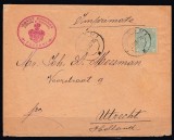 ROMANIA REGELE CAROL I CIFRA PLIC FRANCAT 5 BANI CIRCULAT FOCSANI-UTRECHT 1892