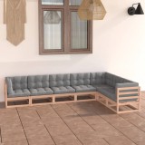 vidaXL Set mobilier de grădină cu perne, 7 piese, lemn masiv de pin 3076794
