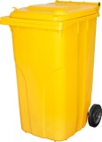 Pubela Europlast 240 L din plastic HDPE, galbena, cu roti si capac