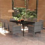 VidaXL Set mobilier de grădină, cu perne, 9 piese, gri și negru