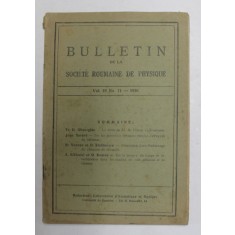 BULLETIN DE LA SOCIETE ROUMAINE DE PSHYSIQUE , VOL. 39 , NO. 71 - 1938