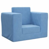 vidaXL Canapea extensibilă pentru copii, albastru, pluș moale