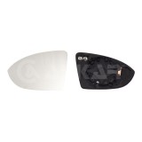 Geam oglinda exterioara cu suport fixare VW Touran, 2015-; Golf Sportsvan, 2014-, partea Stanga, incalzit; sticla convexa; geam cromat, Aftermarket