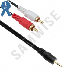 Cablu Audio DeTech Jack 3.5mm male - 2x RCA male, Calitate superioara, 5m foto