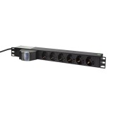 PDU LOGILINK 1U pt. rack 19 inch, 6 prize Schuko, intrare Schuko, max 16 A, circuit intrerupere 2 poli, 2 m, &quot;PDU6C02&quot; (timbru verde 0.8 lei)
