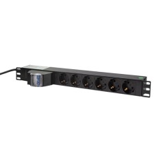 PDU LOGILINK 1U pt. rack 19 inch, 6 prize Schuko, intrare Schuko, max 16 A, circuit intrerupere 2 poli, 2 m, &amp;quot;PDU6C02&amp;quot; (timbru verde 0.8 lei) foto