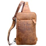 Borseta crossbody barbati, Diagonala, Mod Purtare Stanga, Dreapta, GREEN WOOD, 17x26x4 cm, Piele naturala
