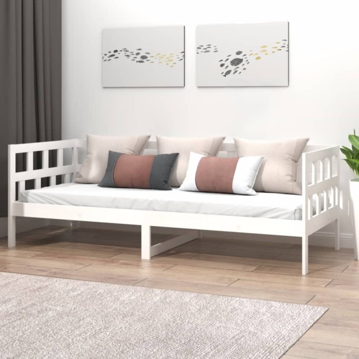 Gossi pat de zi, alb, 80x200 cm, lemn masiv de pin