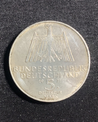 Moneda argint 5 mărci 1971D foto