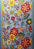 Cumpara ieftin Traversa Camera Copii Festonata Surfilata, Model Flori 1177 51-A5, Tesatura Plata, Latime 1m, Marime 100 x 300 cm, Albastru, Antialergic, Polipropilen