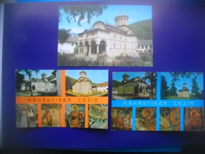 HOPCT LOT 4059 - 3 CARTI POSTALE-MANASTIREA COZIA -JUD VALCEA-NECIRCULATE foto