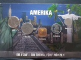 Seria completata monede - 1 temă, 5 monede, America Centrala si de Sud