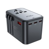 Adaptor pentru priza 3x type-c, eu, uk, aus, us, gan, pd75w - acefast - black