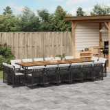 Set mobilier de grădină cu perne, 17 piese, negru, poliratan