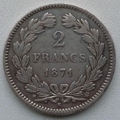 Moneda Franta - 2 Francs 1871 - Argint - Rara