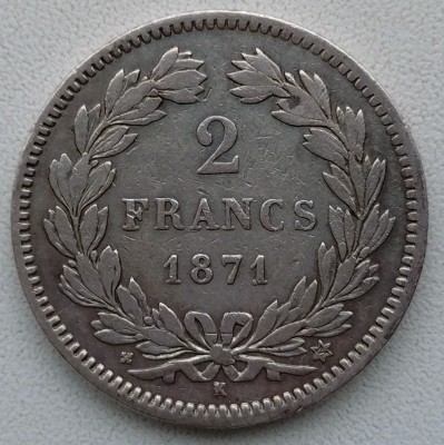 Moneda Franta - 2 Francs 1871 - Argint - Rara foto