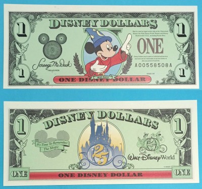 SUA Disneyland (USA) 1 Dollar 1997 &amp;#039;Vrăjitor&amp;#039; UNC serie: A00558508A: Comemorativă foto