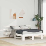 Cumpara ieftin Cadru de pat cu headboard Alb 140 x 190 cm Lemn de pin masiv