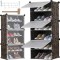 Pantofar modular, 6 rafturi, 3 module, 92x40x31 cm, plastic, negru