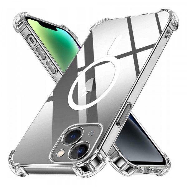 Husa MagSafe pentru Apple iPhone 14, Techsuit, Shockproof, Transparenta
