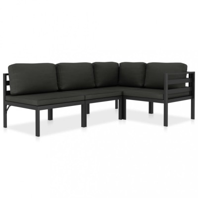 Gossi set mobilier de gradina cu perne, 4 piese, antracit, aluminiu foto
