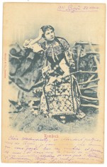 2281 - BUZAU, Port Popular, Femeie, Litho, Romania - old postcard - used - 1901