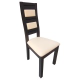 Scaun de living si bucatarie, lemn masiv fag, Eusebio, tapitat cu piele ecologica, 120 kg, 101x44x45cm, Wenge