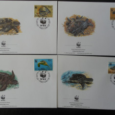 St Kitts-WWF,FDC broaste testoase-set complet