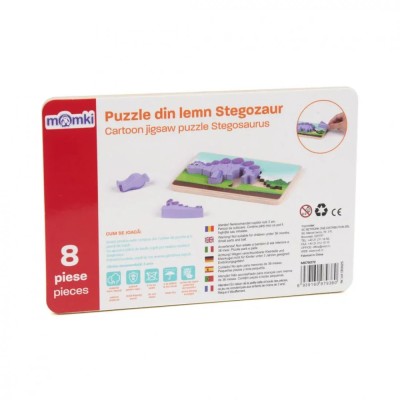 PUZZLE DIN LEMN STEGOZAUR, 8 PIESE, MOMKI foto