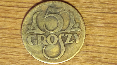 Polonia - moneda de colectie raruta - 5 groszy 1923 - varianta din alama ! foto