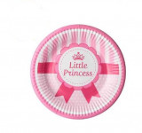 Set Petrecere Bebe Farfurii din Carton de Petrecere Roz Fucsia Buline Little Princess 18cm - 6buc