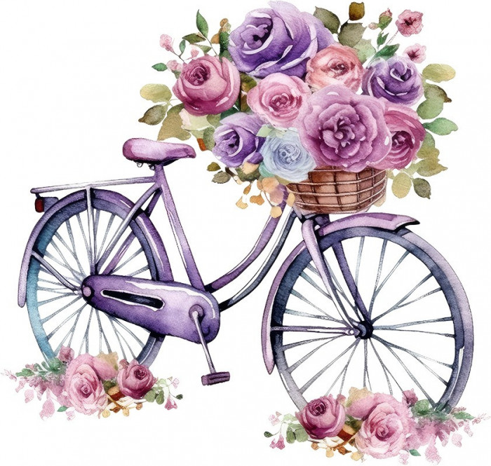 Sticker decorativ Bicicleta, Mov, 63 cm, 8116ST-2