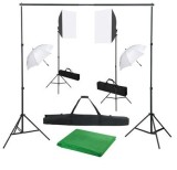 Cumpara ieftin Kit studio foto,2 lumini softbox,2 umbrele,suport fundal 2x3m,4x bec 45W + genti de transport, Dactylion