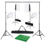 Kit studio foto cu fundal + 2 soft box + 2 umbrele + accesorii Andoer