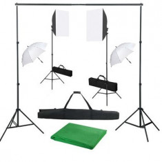 Kit studio foto cu fundal + 2 soft box + 2 umbrele + accesorii Andoer